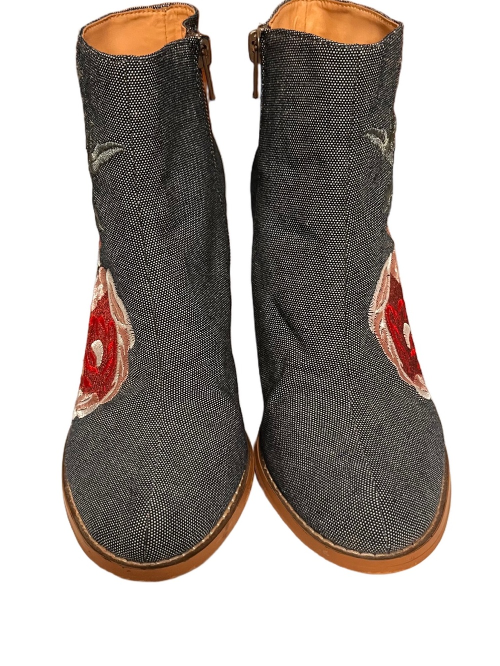 Anthropologie Billy Ella Floral Denim Ankle Boots size 7 - Picture 3 of 8